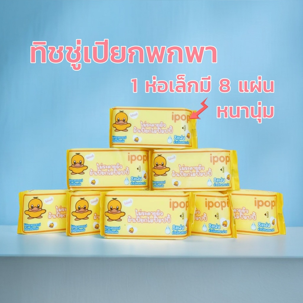ทิชชู่เปียก พกพา Wet Wipes 1ห่อเล็ก ทิชชู่เป็ด หนานุ่มกว่ากระดาษทั่วไป ไม่ระคายเคืองผิวปราศจากแอลกอฮอล์ #EL18