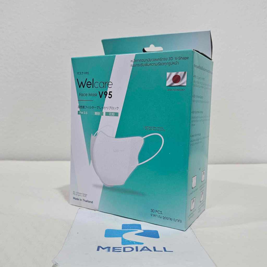 Welcare Face Mask V95 เวลแคร์ หน้ากากอนามัย ทรง 3D กล่องบรรจุ 30 ชิ้น สีขาว welcare