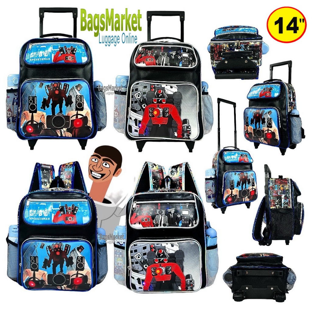Skibidi Toilet กระเป๋านักเรียน กระเป๋าเป้ล้อลากเด็ก สกีบีดีทอยเล็ต & Space Molly 12 นิ้ว 14 นิ้ว 16 นิ้ว