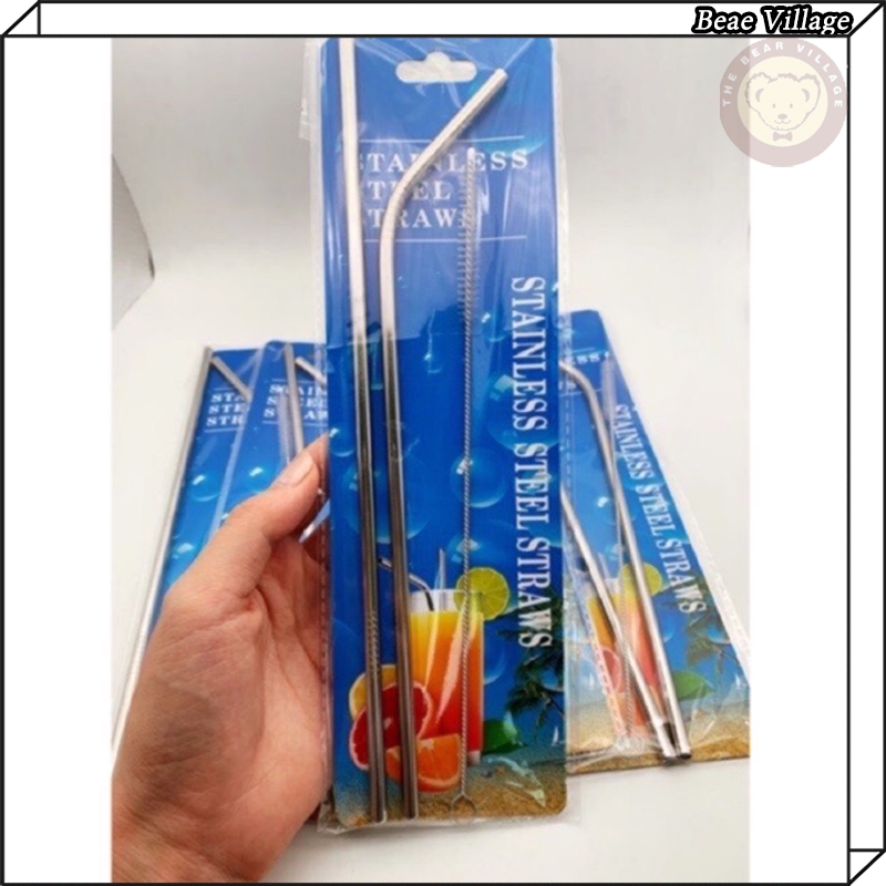 หลอดดูดน้ำแสตนเลส ใส่แก้วเยติ พร้อมที่ล้าง หลอดงอ ถูกที่สุด พร้อมส่ง