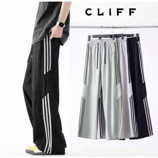 CLIFF กางเกงขายาวผู้ชาย กางเกงกีฬาลำลอง ขอบลายคลาสสิก กางเกง…
