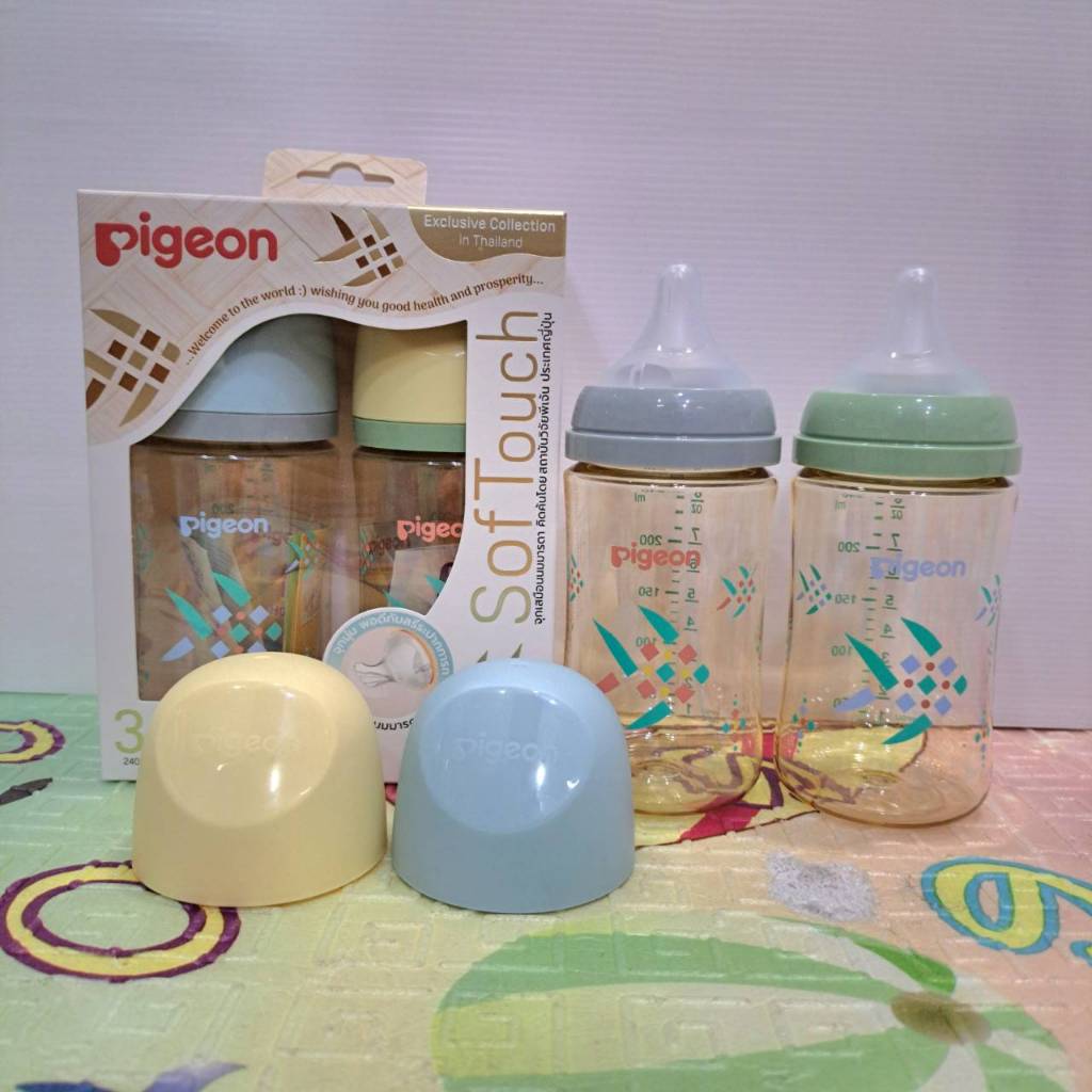 Pigeon พีเจ้น ขวดนมคอกว้างสีชา PPSU ปลาตะเพียน ขนาด 5/8 ออนซ์ แพคคู่..