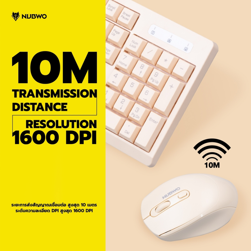[สินค้ารับประกัน 1 ปี]  Nubwo คีย์บอร์ดและเมาส์ไร้สาย NKM-629 แบบไวร์เลส เชื่อมต่อง่าย ปุ่มกลมลอยดีไซน์มินิมอล