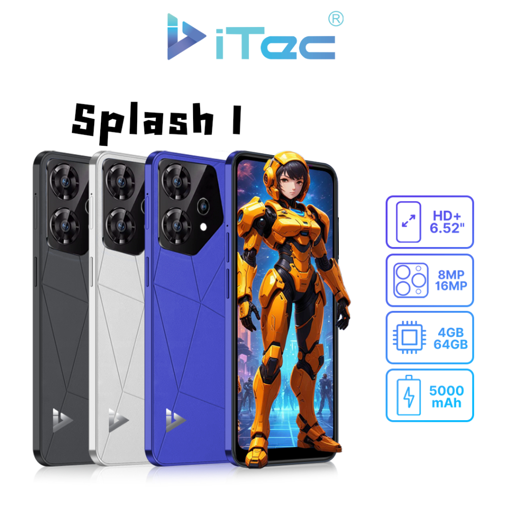 โทรศัพท์ iTec รุ่น Splash1 (4+64GB) หน้าจอ6.528นิ้ว Smartphone 4G โทรศัพท์มือถือ รับประกัน 12+1เดือน