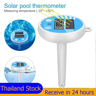 🔥 Solar Powered Outdoor Pool Thermometer Floating Digital Pool Spa Thermometer Waterproof LCD Display เครื่องวัดอุณหภูมิ