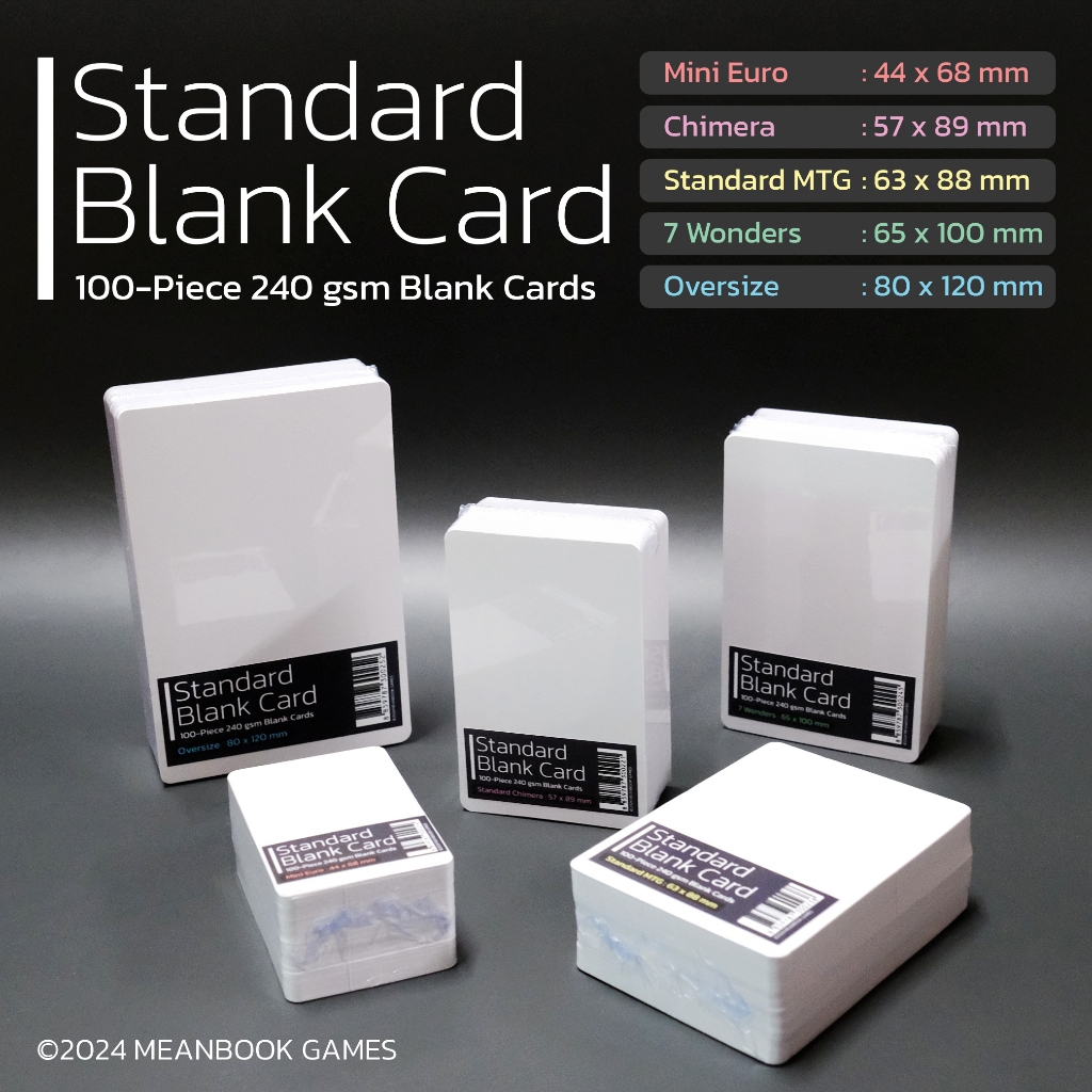 Standard Blank Card กระดาษการ์ดสำหรับออกแบบบอร์ดเกม + ซองใส่การ์ด by Meanbook การ์ดนามบัตร การ์ดเปล่า แฟลชการ์ด บัตรคำ