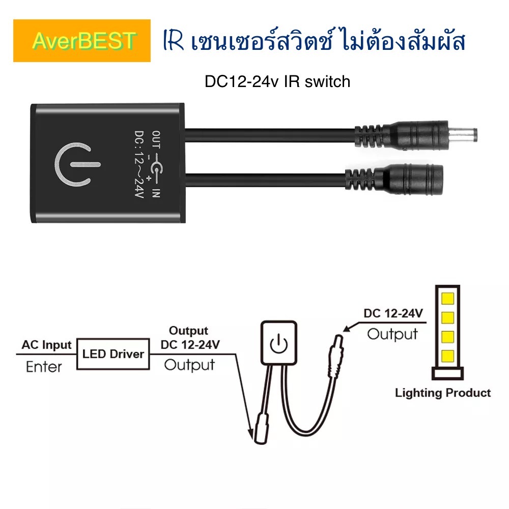 สวิตช์ไฟ DC สวิตช์มือโบก ไม่ต้องสัมผัส แค่โบกมือผ่าน ไม่มีชิ้นส่วนที่ต้องขยับ ทนทานใช้งานได้นาน