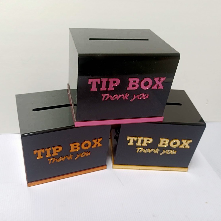 TIP BOXกล่องใส่เงิน (แบบใหม่ )อะคริลิค