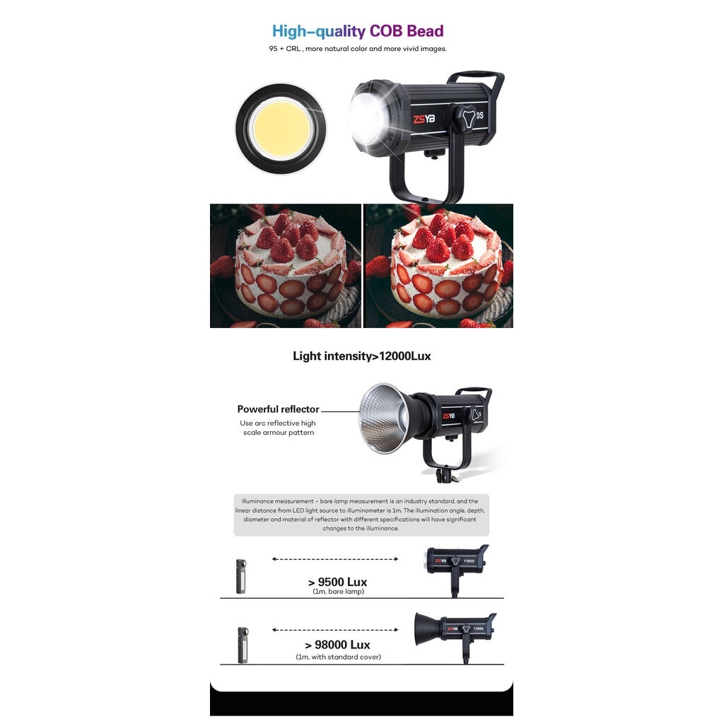 ZSYB Y300S ไฟสตูดิโอ 300W LED Video Light ปรับแสงได้ 2 สี Bi-Color 3200-5600K
