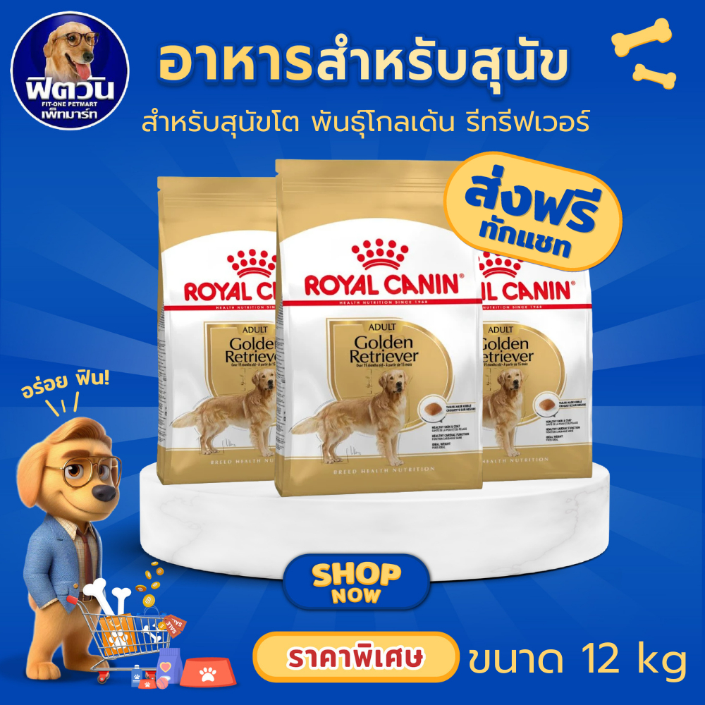 Royal canin GOLDEN RETRIEVER ADULT 12 kg. อาหารสุนัขโต พันธุ์โกลเด้น รีทรีฟเวอร์ ชนิดเม็ด