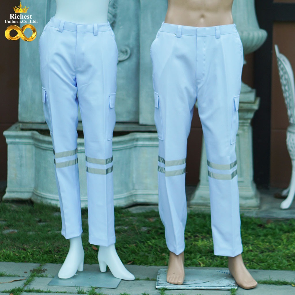 กางเกง EMS สีขาว ผ้าวาเลนติโน่ เกรดพรีเมี่ยม กางเกงกู้ภัย กางกงช่าง พร้อมส่ง ER Medical Scrub 🤍🤍🤍
