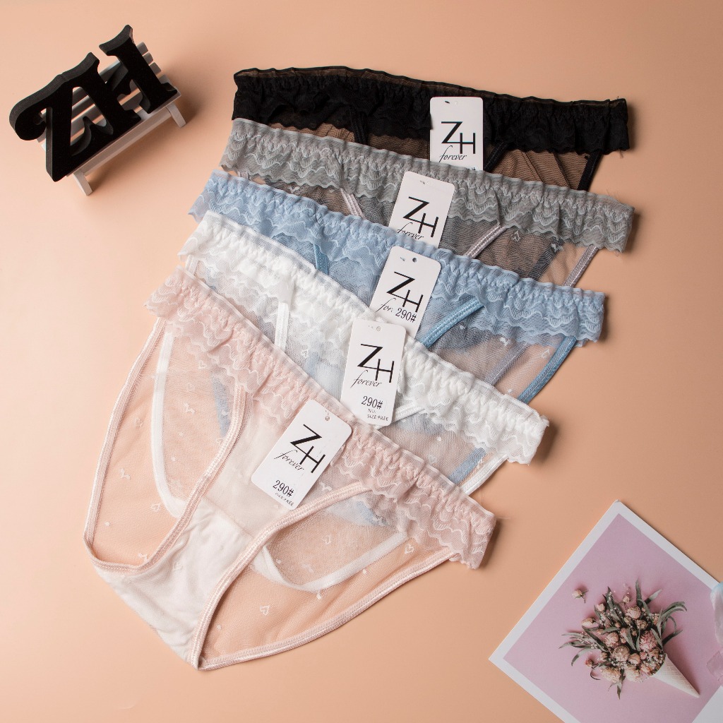 zh-forever.290 กางเกงชั้นในลูกไม้เอวต่ำ สไตล์เซ็กซี่ แพนตี้ลายลูกไม้