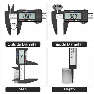 เวอร์เนียคาลิปเปอร์ดิจิตอล Vernier Digitl เวอร์เนียร์ ดิจิตอล สแตนเลส + ตัวพลาสติก พร้อมถ่านเวอร์เนียร์