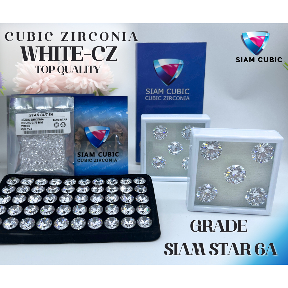 พลอย-CZ สีขาวทรงกลม เกรดSIAM STAR 6A ,WHITE-CZ(SIZE 0.70 MM.- 15.00 MM.)พลอยสังเคราะห์.พลอยรัสเซีย,