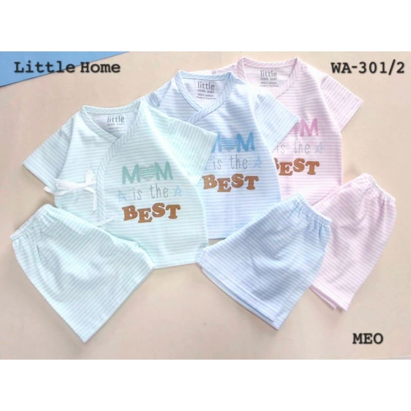 little home babyชุดเด็กแรกเกิดแขน ขาสั้น  ผูกหน้า (0-3เดือน)ผ้าคอตตอน100%