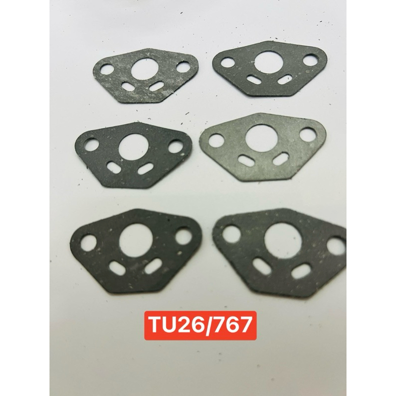 ปะเก็น คอคาร์บู แพค6ชิ้น Tu26 767 ผ้าปั้ม ประเก็น ปะเก็นคาร์บู เครื่องตัดหญ้า 2จังหวะ