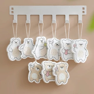 ShopAt.Two ฟองน้ำล้างจาน ฟองน้ำบีบอัด ฟองน้ำเยื่อไม้ Scouring Pad Cartoon Bear