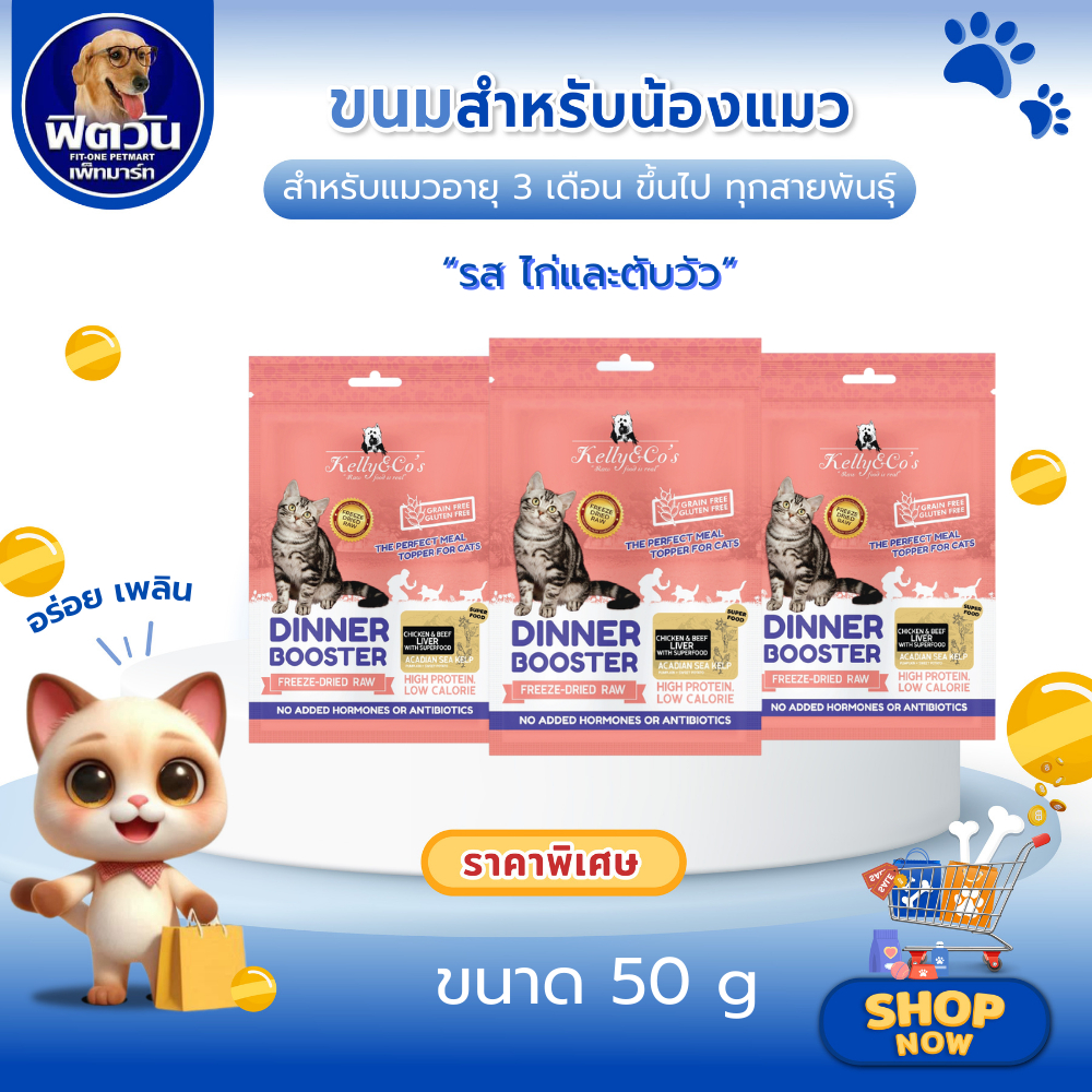 Kelly and Co's CAT BOOSTER ผงโรยอาหาร สำหรับแมวทุกสายพันธุ์ทุกช่วงวัย เพิ่มความอยากอาหาร รสไก่และตับ