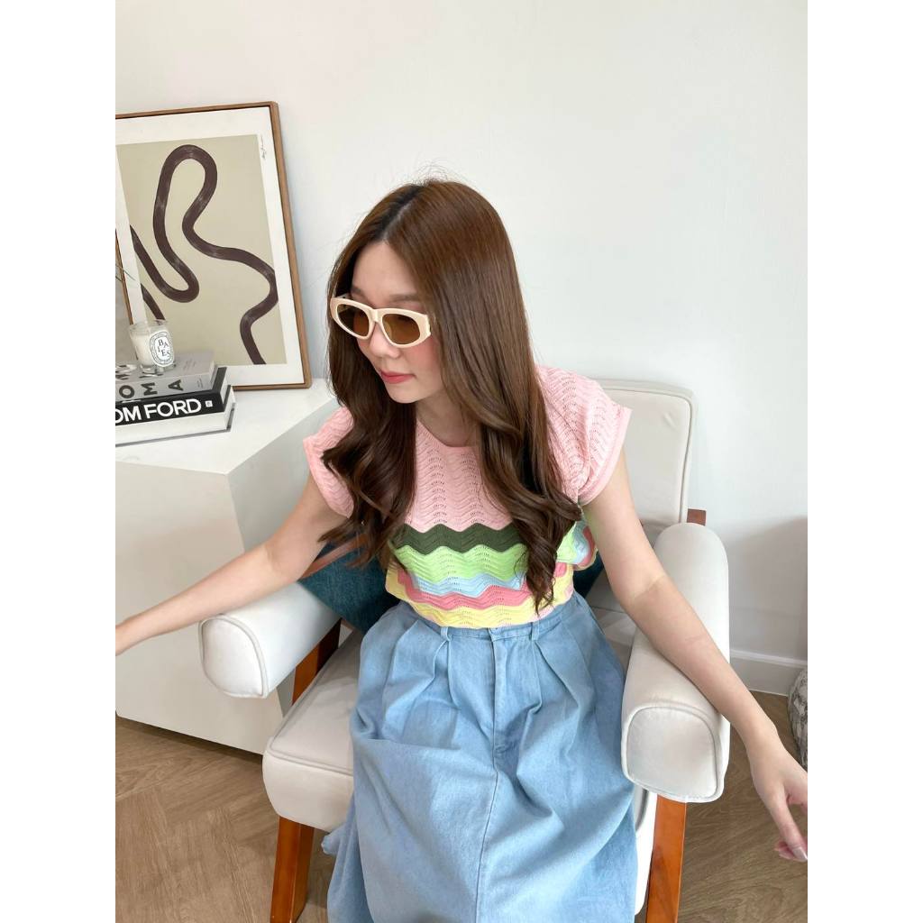 Snazzy shop - Wavy top เสื้อไหมพรม