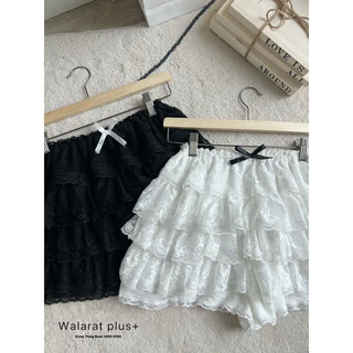 ✅เข้าเพิ่ม พร้อมส่งค่า/WP/ กระโปรงสาวอวบ ผ้าลูกไม้ชั้นๆ แต่งโบว์ #กระโปรงไซส์ใหญ่ สาว อ้วน พลัสไซส์