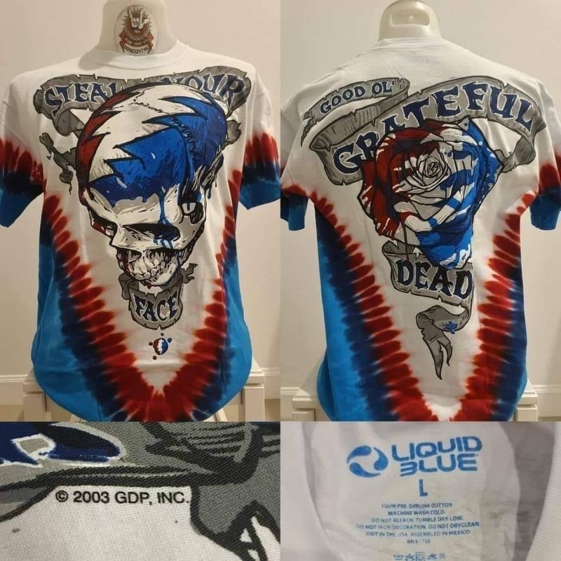 🌍Liquid blue Grateful Dead OVP Vintage เสื้อมัดย้อม งานลิขสิทธิ์แท้ มือ1 ลิขขวิดบลู