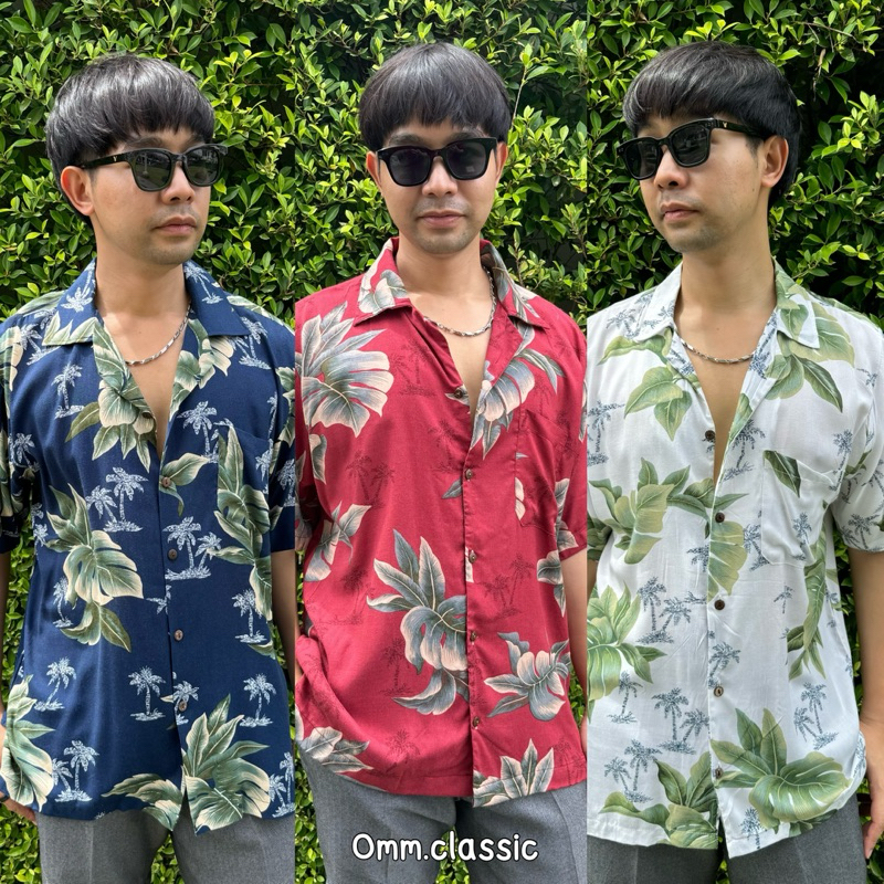 เสื้อฮาวายผ้านิ่ม (สปันเรยอน) ลายใบกลาง