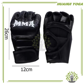 นวมชกมวย ขนาดเดียวเหมาะกับทุกคน ถุงมือ MMA แบบครึ่งนิ้ว UFC ซ้อม สีดำ/แดง นวมชกมวย มีความยืดหยุ่นสูง
