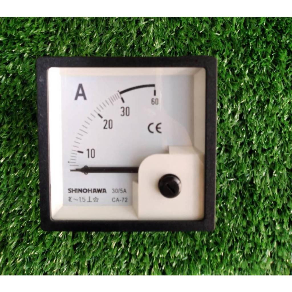 SHINOHAWA : AC Amp meter CA-72 72x72mm. 30/5A (รูเจาะ68x68mm.)