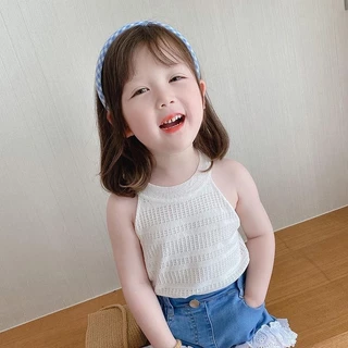 MC050 พร้อมส่ง เสื้อแฟชั่นเด็ก คอกลม สายสลิงเด็กผู้หญิง แบบใหม่ สวยน่ารักกก