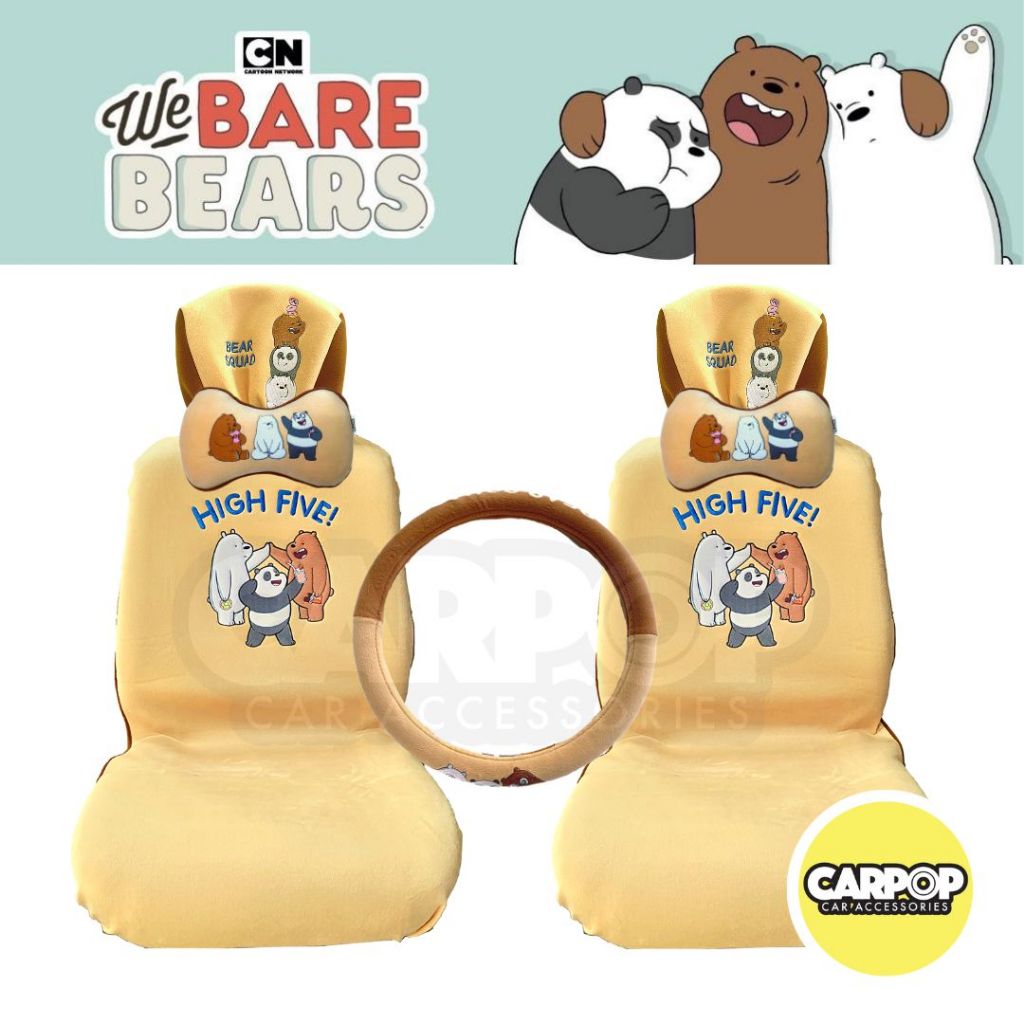 UNICAR WBB 03 ชุดหุ้มเบาะรถยนต์ ลิขสิทธิ์แท้ We Bare Bears วีแบร์แบร์ หุ้มเบาะ หุ้มพวงมาลัย