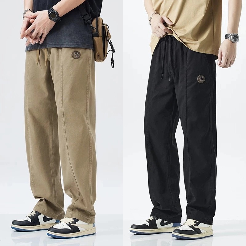 กางเกงผู้ชาย ไม่เป็นทางการ ผ้าฝ้าย ทรงหลวม ใส่สบาย ใส่สบาย ขนาดใหญ่ แฟชั่นสําหรับ ไซซ์ ผ้ายืดนิดหน่อย กางเกงขายาวผู้ชาย