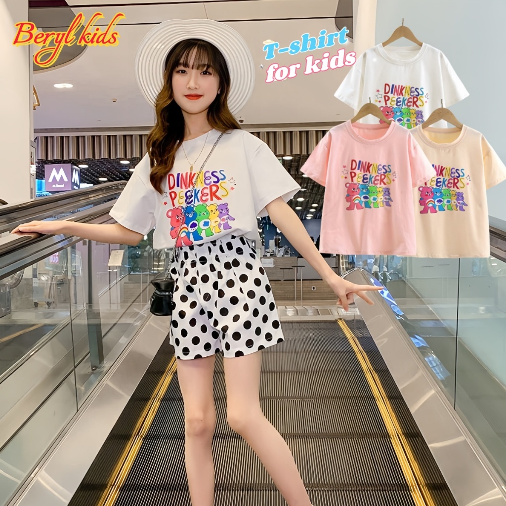 Beryl kids🌸เสื้อยืดแขนสั้นเด็กผู้หญิง🎀คอกลม พิมพ์ลายน่ารัก แบบบาง ลำลอง งานดี ใส่สบาย ผ้านิ่ม แฟชั่น ฤดูร้อน