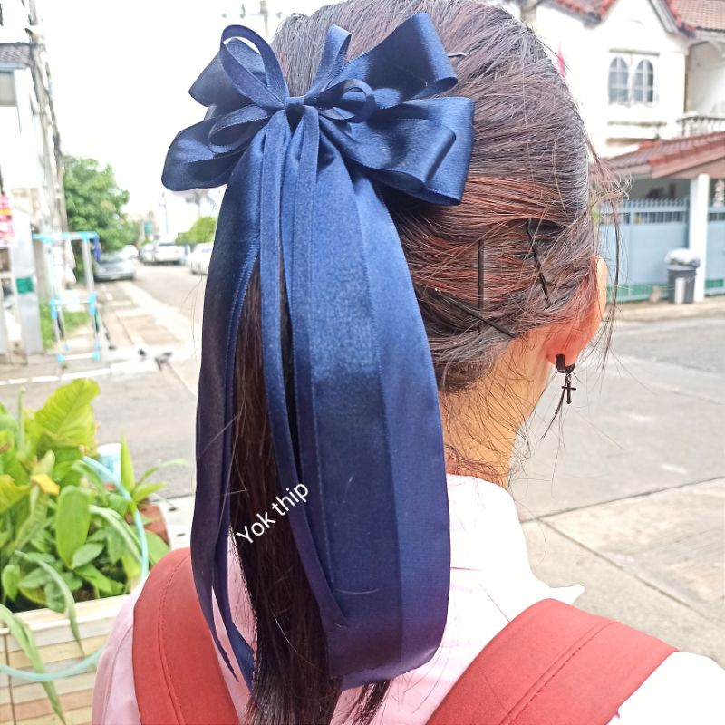 DIY**งานผลิตเอง** โบว์นักเรียน ติดผม (โบว์กว้าง 5นิ้ว) นักเรียน เด็กโต กิ๊บแฟชั่น โบว์เนื้อผ้าดีผ้าซาติน เครื่องประดับผม
