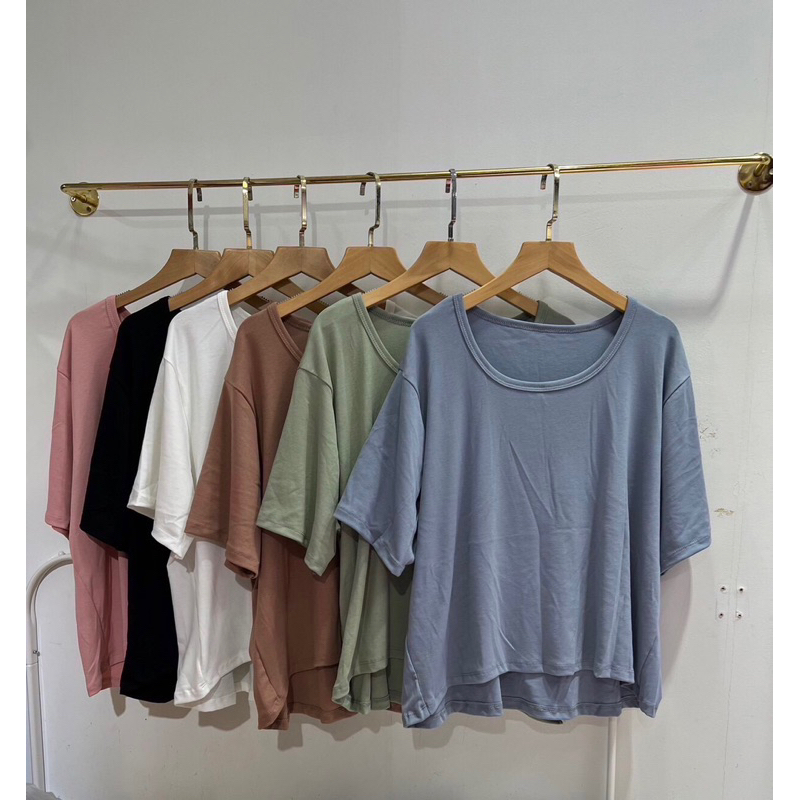 เสื้อคอกลมผ้ายืดนิ่มใส่สบาย อก 34-52+