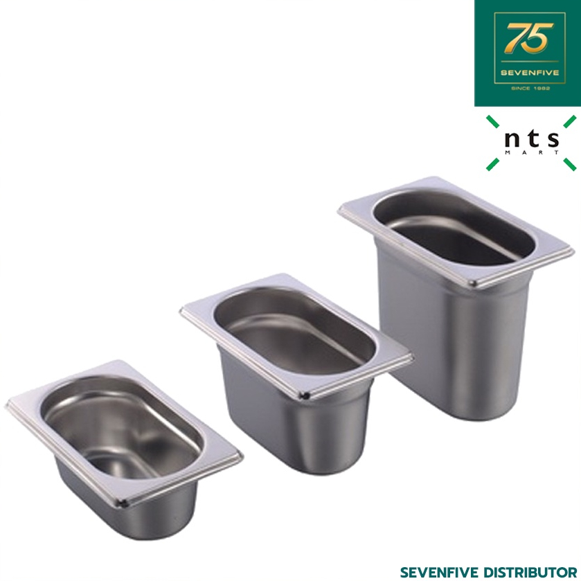 ถาดสแตนเลสหลุมใส่อาหาร NTS GN PAN ถาดอุ่นอาหาร อ่างอุ่นอาหาร ถาดสแตนเลส GN1/9 (กว้าง108 x ยาว176มม.)