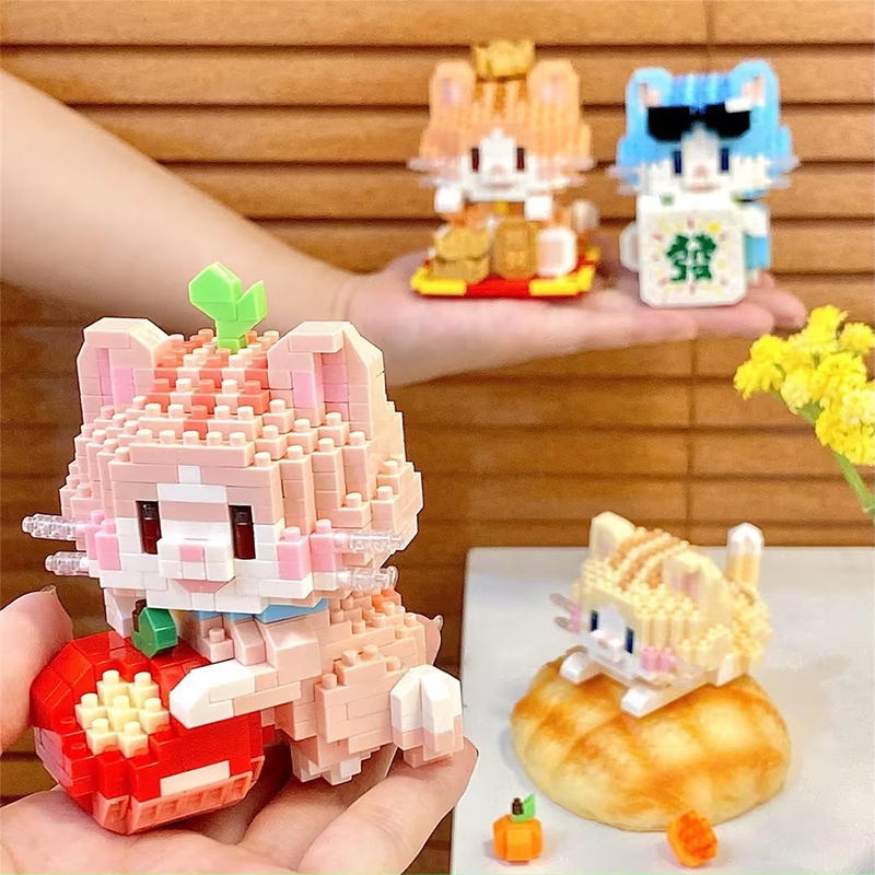 ไม้บล็อก Lucky Cat หาเงิน โมเดลเลโก้ บล็อกของเล่น ของเล่นเพื่อการศึกษาเด็ก จัดส่งที่รวดเร็ว