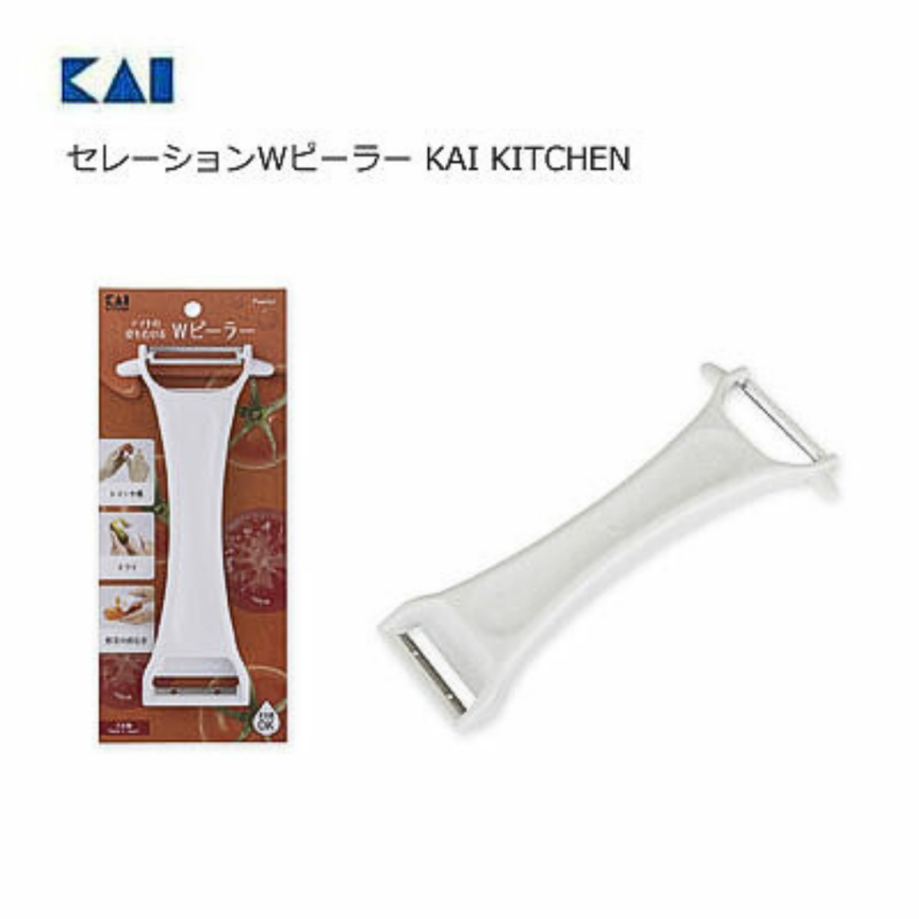 มีดปอกผัก ผลไม้ KAI kitchen Paring knife DH-8170 แบบ 2 หัว ใบมีดตรง และใบมีดหยัก ที่ปอกผลไม้ นำเข้าจากญี่ปุ่น 🇯🇵