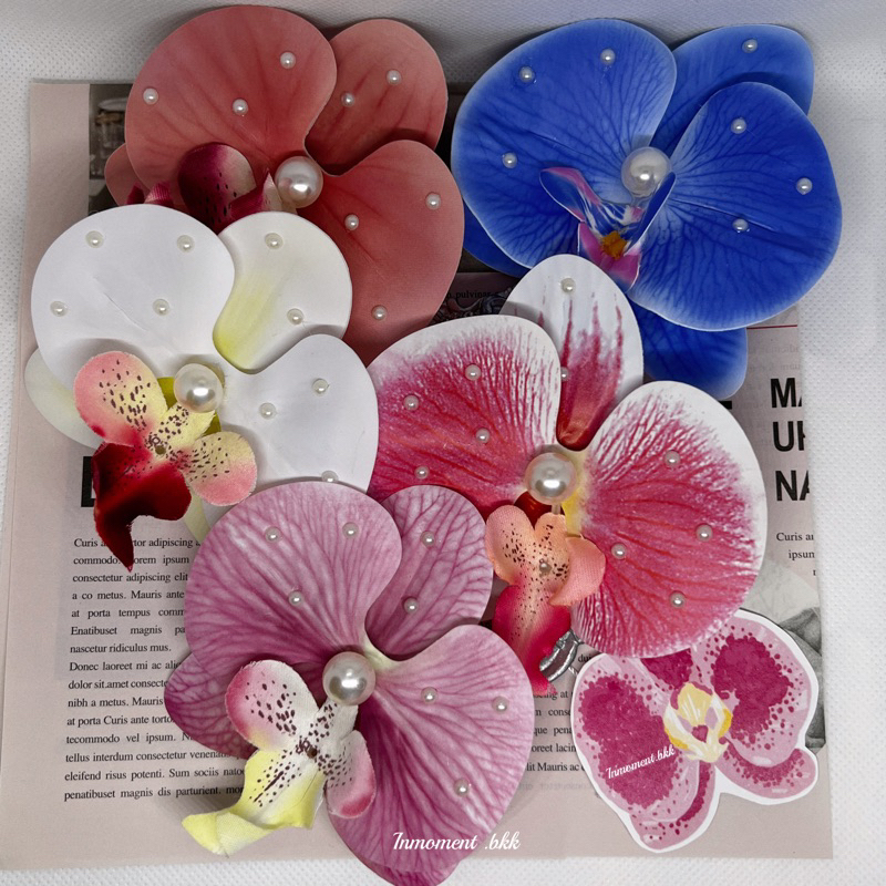 พร้อมส่ง |กิ๊บดอกกล้วยไม้ ติดไข่มุก/คริสตัลทั้งดอก Sweet Orchid Hairpins ถ แบบไม่ติดเพชรกดสั่งขั้นต่ำ2ชิ้น