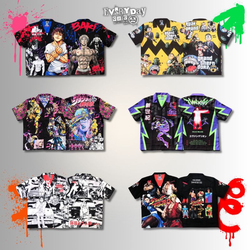 เสื้อ​เชิ๊ต​ ชุด​เซท​ การ์ตูน​ยอดฮิต Oversize จาก Huak Brand