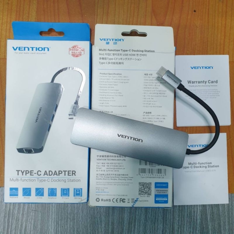 Vention 9 in 1 
Dock Adapter Hub USB C to HDMI RJ45 USB 3.0 Audio Video Splitter