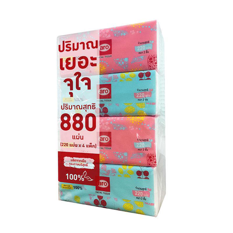เอโร่ กระดาษเช็ดหน้าซอฟท์ ปริมาณ 220 แผ่น x 4 แพ็ค ราคา ถูกที่สุด ดีลบีเคเค แกลเลอรีภาพที่ 5