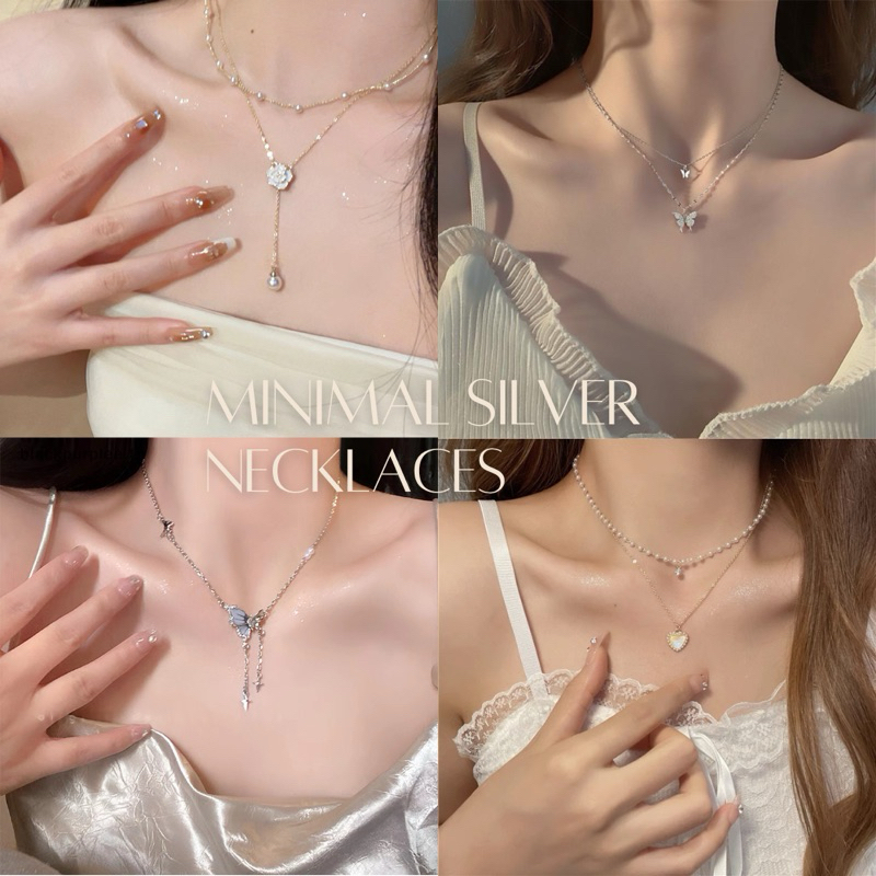 พร้อมส่ง Minimal Silver Necklaces มีหลายแบบค่า