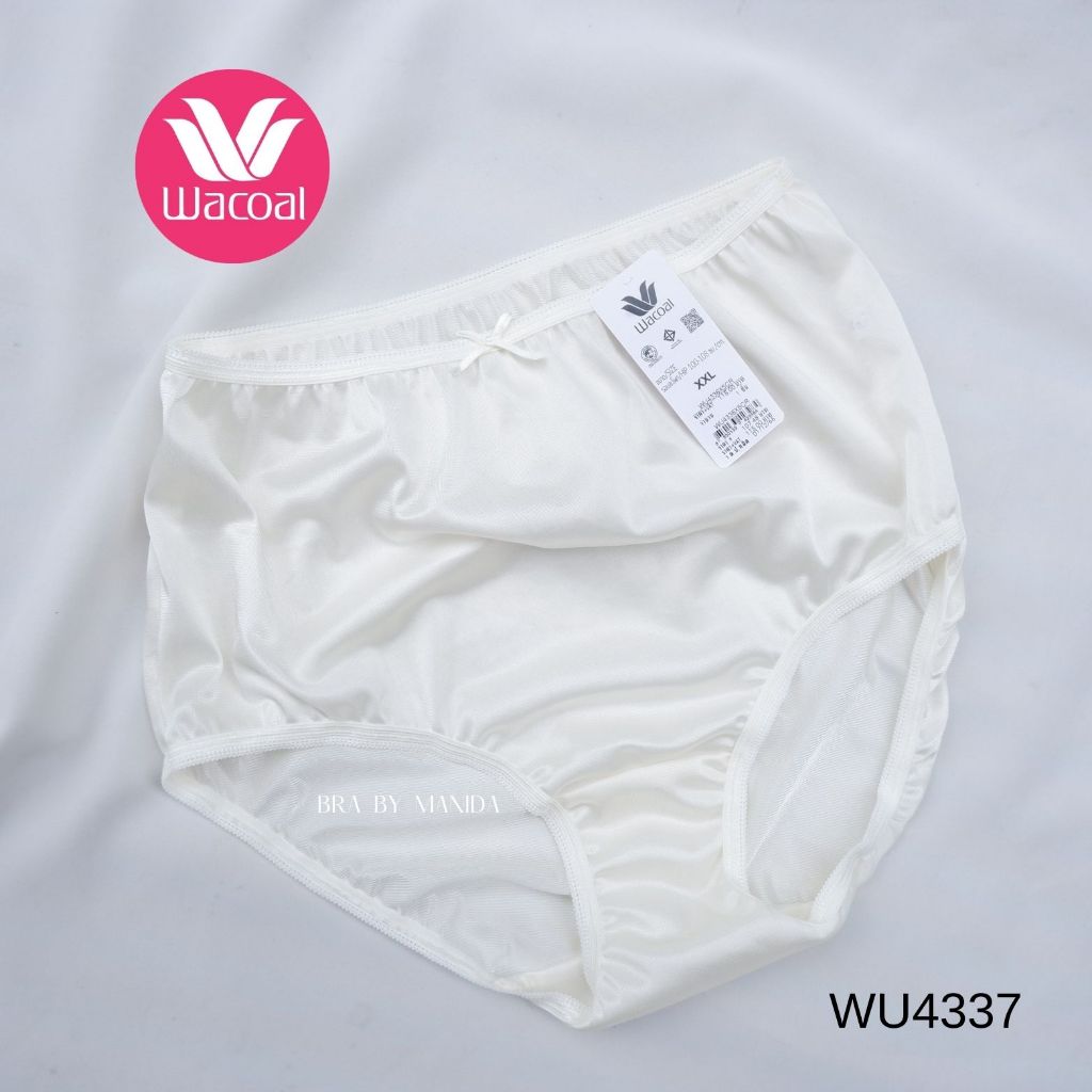 Wacoal - WU4337 กางเกงใน เต็มตัว เอวสูง ผ้าลื่น ผ้าไนล่อน เนื้อเงางาม สวมใส่สบาย