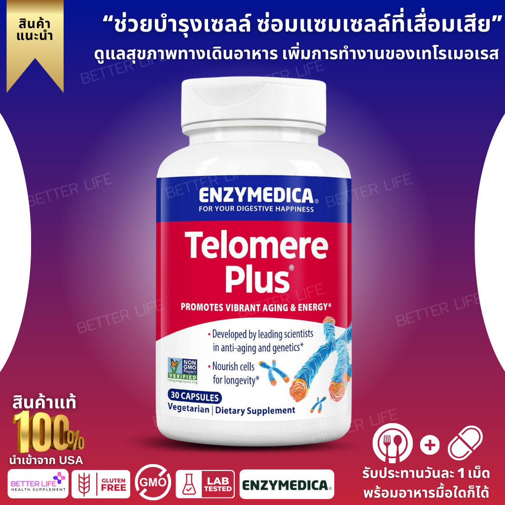 แบรนด์เอนไซม์ยอดขายอันดับ 1++ Enzymedica, Telomere Plus contains 30 capsules. (No.290)