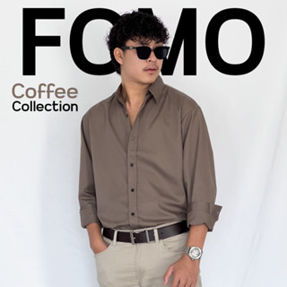 Fomo-เชิ้ตแขนยาว สีมอคค่า เสื้อเชิ้ตสีเอิร์ธโทน
