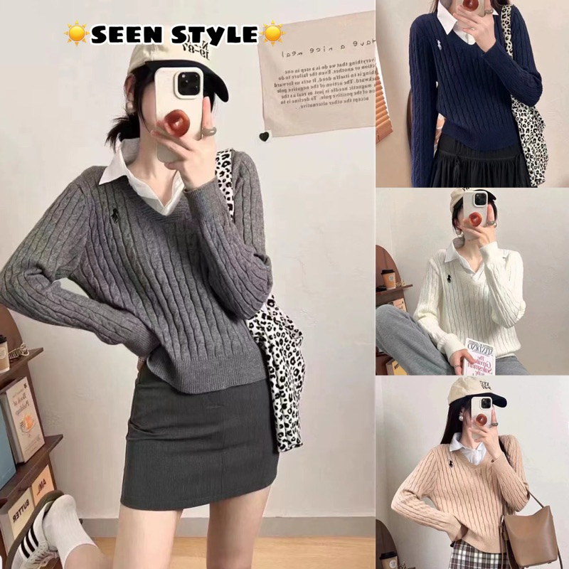 ☀️𝒔𝒆𝒆𝒏 𝒔𝒕𝒚𝒍𝒆 - พร้อมส่ง เสื้อแขนยาวเย็บติดสไตล์เกาหลี