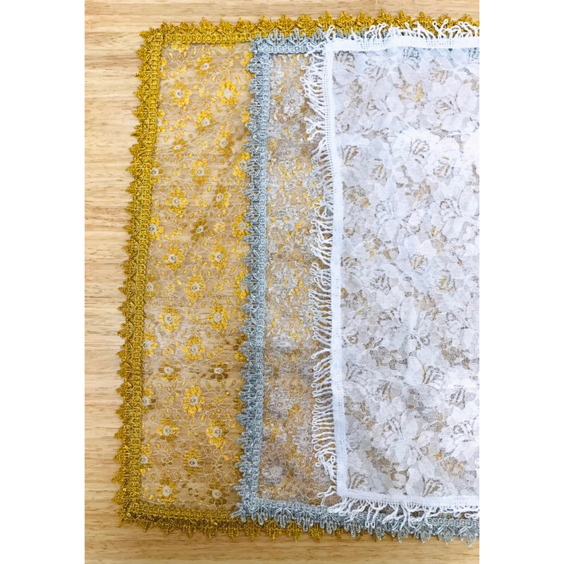 ผ้าคลุมหัวนาค ผ้าลูกไม้ สินค้ามี 3 สี (ราคาต่อผืน) - รูปที่ 6