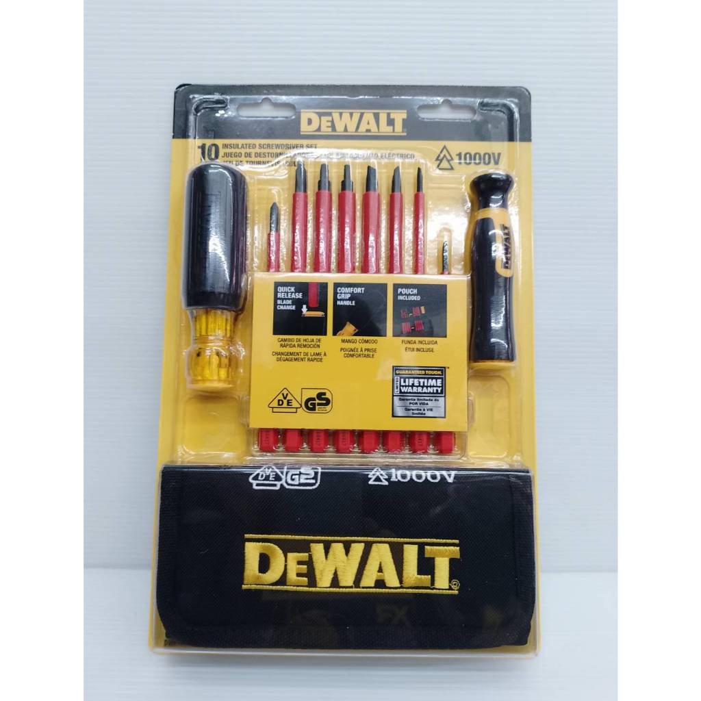 DEWALT ชุดไขควงกันไฟดูด 8 ชิ้น รุ่น DWHT66417 ไขควงหุ้มฉนวนที่ผ่านการรับรอง 1000 VDE ของแท้100%