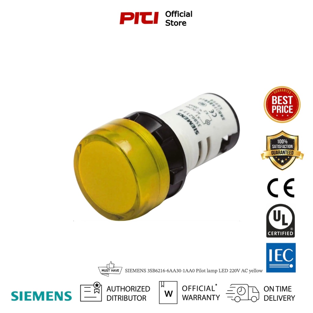 SIEMENS 3SB6216-6AA30-1AA0 Pilot lamp LED 220V AC yellow