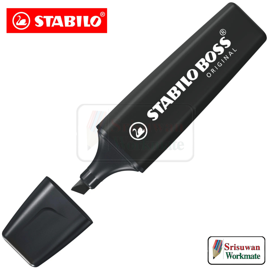 STABILO Boss 70/46 สีดำ 1 ด้าม ปากกาไฮไลท์ ปิดข้อความ ปากกาปิดข้อความ ปากกาเน้นข้อความ Germany Black Highlighter
